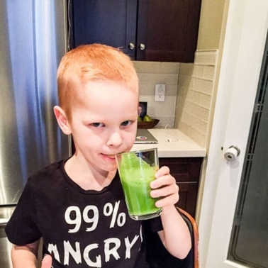 adam drinking green smoothie