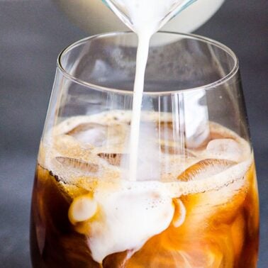 Healthy iced coffee in a glass.