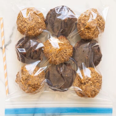 9 muffins in a Ziploc bag.