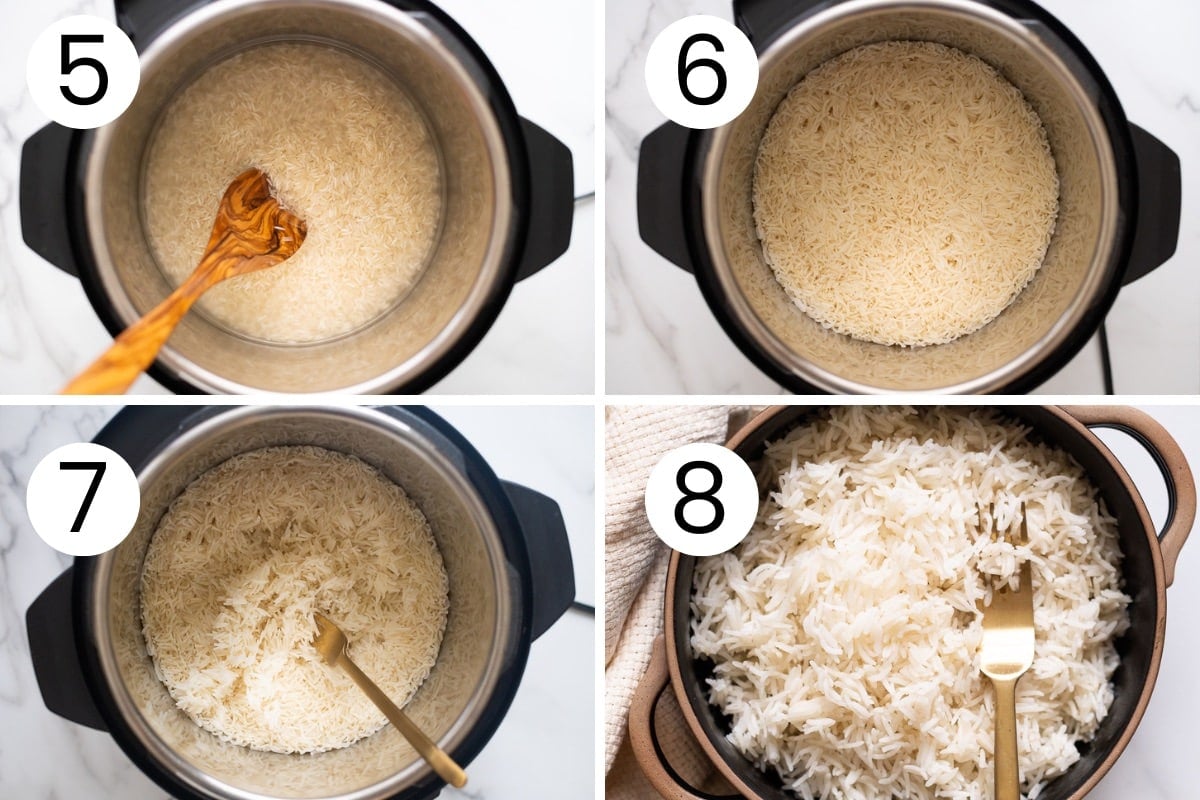 Step by step process how to cook basmati rice in instant pot.