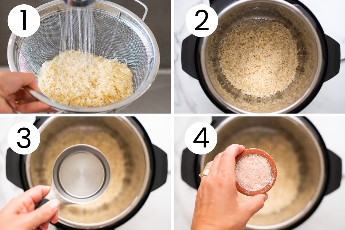 Step by step how to rinse and cook basmati rice in pressure cooker.