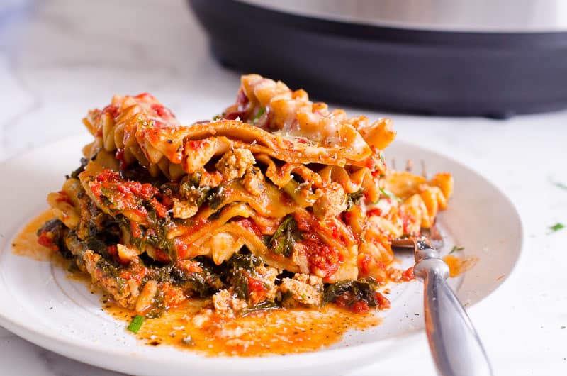 Instant Pot lasagna on a plate.