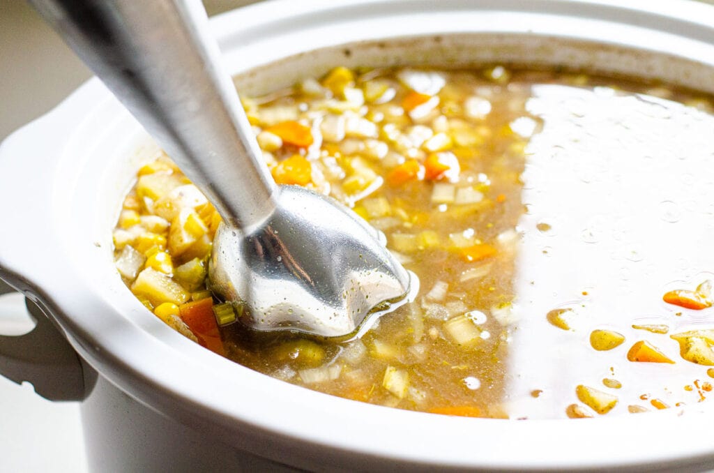 immersion blender in slow cooker for lentil soup