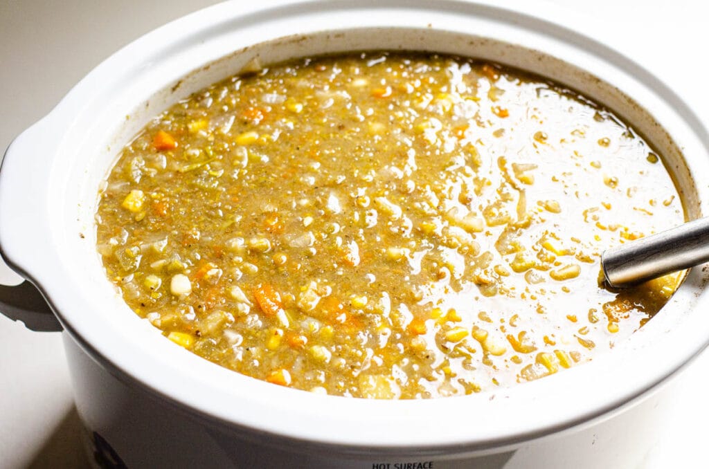 slow cooker lentil soup in crockpot